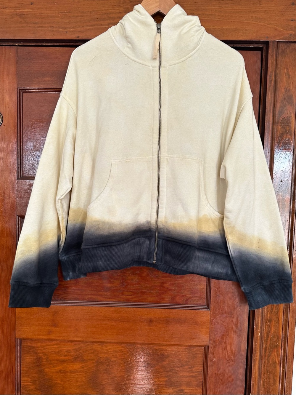 Gilda Midani Ombre Dip Dye Full Zip Hoodie Oversized Size Medium Yellow Navy
